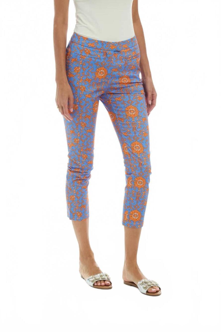 NEW PATTY KIM capri stretch pants in porcelain medallion